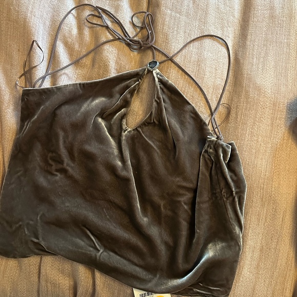 Reformation Rea Velvet Top in Brown - Picture 2 of 5